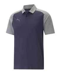 PUMA T-Shirt teamCUP Casuals Poloshirt Dunkelblau/Grau