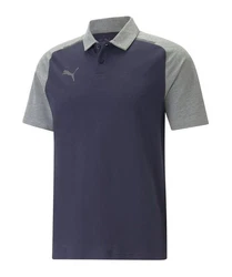 PUMA T-Shirt teamCUP Casuals Poloshirt Dunkelblau/Grau