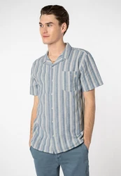 SUBLEVEL Kurzarmhemd Blau/Grau/Hellblau