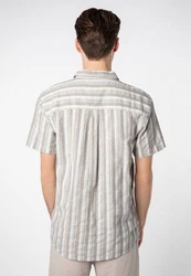 SUBLEVEL Kurzarmhemd Beige/Hellgrau/Grau/Silber