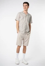 SUBLEVEL Kurzarmhemd Beige/Hellgrau/Grau/Silber