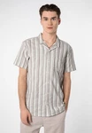 SUBLEVEL Kurzarmhemd Beige/Hellgrau/Grau/Silber