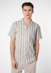 SUBLEVEL Kurzarmhemd Beige/Hellgrau/Grau/Silber