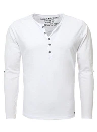 Henleyshirt Ginger vintage Look uni Basic MLS00038 mit Knopfleiste unifarben langarm slim fit