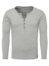 Henleyshirt Ginger vintage Look uni Basic MLS00038 mit Knopfleiste unifarben langarm slim fit