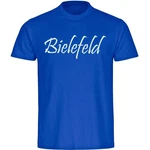 multifanshop T-Shirt Herren Bielefeld Schriftzug Blau/Beige/Fliederfarben