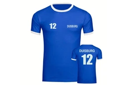 multifanshop T-Shirt Kontrast Duisburg - Trikot Blau/Dunkelblau/Grau/Hellblau
