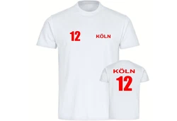 multifanshop T-Shirt Herren Köln - Trikot Nummer 12 Rot/Braun/Blau/Grün