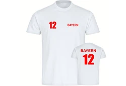 multifanshop T-Shirt Herren Bayern Trikot Nummer 12 Lila/Dunkelrot