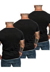 Amaci&Sons T-Shirt LAKEWOOD 3er-Pack Herren Basic mit Rundhalsausschnitt Schwarz