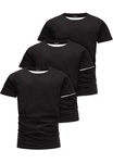 Amaci&Sons T-Shirt LAKEWOOD 3er-Pack Herren Basic mit Rundhalsausschnitt Schwarz