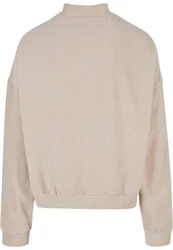 URBAN CLASSICS Rundhalspullover Herren Oversized Polar Fleece Crew Khaki/Beige/Braun