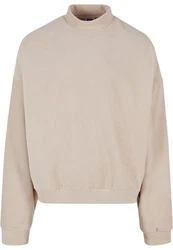 URBAN CLASSICS Rundhalspullover Herren Oversized Polar Fleece Crew Khaki/Beige/Braun