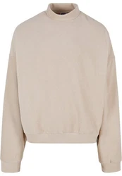 URBAN CLASSICS Rundhalspullover Herren Oversized Polar Fleece Crew Khaki/Beige/Braun
