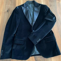 Sakko Satin Trimmed Velvet Smoking Blazer Tuxedo Sakko Jacket