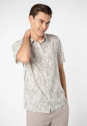 Eight2Nine Kurzarmhemd Beige/Khaki/Weiß/Creme/Grün