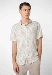 Eight2Nine Kurzarmhemd Beige/Khaki/Weiß/Creme/Grün