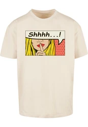 Merchcode T-Shirt Silent Sign Comic Heavy Oversized Tee Weiß/Khaki/Creme