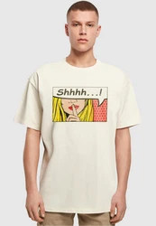 Merchcode T-Shirt Silent Sign Comic Heavy Oversized Tee Weiß/Khaki/Creme