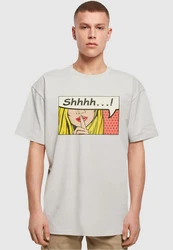 Merchcode T-Shirt Silent Sign Comic Heavy Oversized Tee Weiß/Hellgrau/Silber