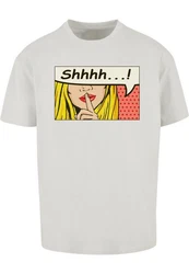 Merchcode T-Shirt Silent Sign Comic Heavy Oversized Tee Weiß/Hellgrau/Silber