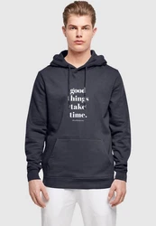Merchcode Kapuzensweatshirt Good Things Take Time Basic Hoody (1-tlg) Dunkelblau/Blau/Gelb
