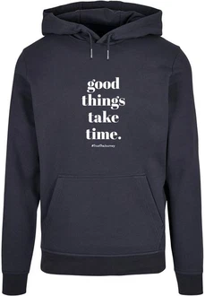 Merchcode Kapuzensweatshirt Good Things Take Time Basic Hoody (1-tlg) Dunkelblau/Blau/Gelb