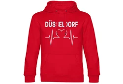 multifanshop Kapuzensweatshirt Düsseldorf Herzschlag Dunkelrot/Rosa/Rot