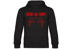 multifanshop Kapuzensweatshirt Düsseldorf Herzschlag Schwarz