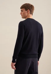 seidensticker Strickpullover Rundhals Schwarz/Dunkelblau