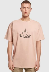 Merchcode Herren But First Coffee Heavy Oversized Tee Braun/Orange/Rosa/Beige/Rot