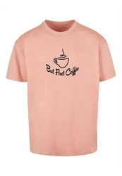 Merchcode Herren But First Coffee Heavy Oversized Tee Braun/Orange/Rosa/Beige/Rot