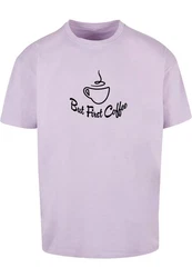 Merchcode Herren But First Coffee Heavy Oversized Tee Lila