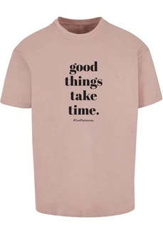 Merchcode T-Shirt Good Things Take Time Heavy Oversize Tee (1-tlg) Rosa/Gold