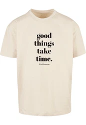 Merchcode T-Shirt Good Things Take Time Heavy Oversize Tee (1-tlg) Khaki/Beige/Braun