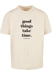 Merchcode T-Shirt Good Things Take Time Heavy Oversize Tee (1-tlg) Khaki/Beige/Braun