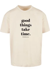 Merchcode T-Shirt Good Things Take Time Heavy Oversize Tee (1-tlg) Khaki/Beige/Braun