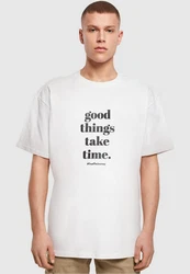 Merchcode T-Shirt Good Things Take Time Heavy Oversize Tee (1-tlg) Weiß/Gelb/Creme/Rot