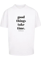 Merchcode T-Shirt Good Things Take Time Heavy Oversize Tee (1-tlg) Weiß/Gelb/Creme/Rot