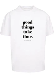 Merchcode T-Shirt Good Things Take Time Heavy Oversize Tee (1-tlg) Weiß/Gelb/Creme/Rot