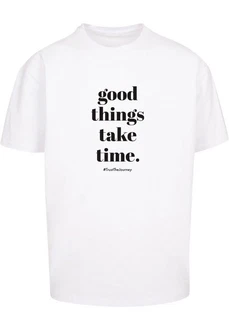 Merchcode T-Shirt Good Things Take Time Heavy Oversize Tee (1-tlg) Weiß/Gelb/Creme/Rot