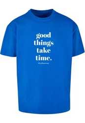 Merchcode T-Shirt Good Things Take Time Heavy Oversize Tee (1-tlg) Blau/Hellblau