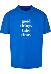Merchcode T-Shirt Good Things Take Time Heavy Oversize Tee (1-tlg) Blau/Hellblau