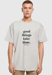 Merchcode T-Shirt Good Things Take Time Heavy Oversize Tee (1-tlg) Grau/Beige/Khaki/Braun