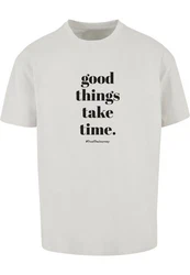Merchcode T-Shirt Good Things Take Time Heavy Oversize Tee (1-tlg) Grau/Beige/Khaki/Braun