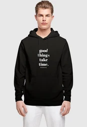 Merchcode Kapuzensweatshirt Good Things Take Time Basic Hoody (1-tlg) Schwarz/Gelb
