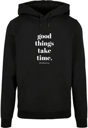 Merchcode Kapuzensweatshirt Good Things Take Time Basic Hoody (1-tlg) Schwarz/Gelb
