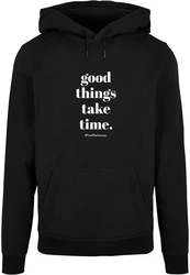 Merchcode Kapuzensweatshirt Good Things Take Time Basic Hoody (1-tlg) Schwarz/Gelb
