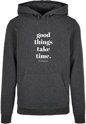 Merchcode Kapuzensweatshirt Good Things Take Time Basic Hoody (1-tlg) Dunkelgrau/Grau/Schwarz