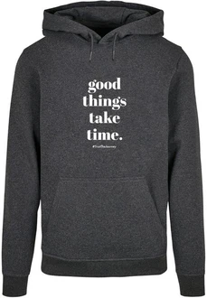 Merchcode Kapuzensweatshirt Good Things Take Time Basic Hoody (1-tlg) Dunkelgrau/Grau/Schwarz Merchcode Kapuzensweatshirt Good Things Take Time Basic Hoody (1-tlg) Dunkelgrau/Grau/Schwarz